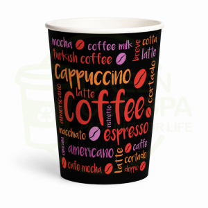 Vaso Polipapel Coffe Negro Letras Rojas 12 Oz
