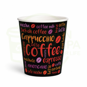 Vaso Polipapel Coffe Negro Letras Rojas 8 Oz