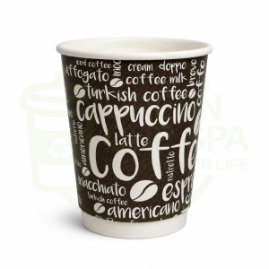 Vaso Polipapel Doble Capa 8 Oz Fondo Negro Letras Blanca