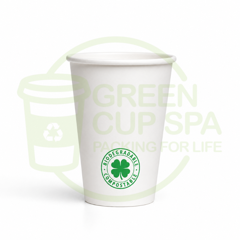 Vaso Compostable Blanco Trébol 12 Oz