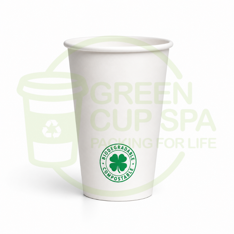 Vaso Compostable Blanco Trébol 16 Oz