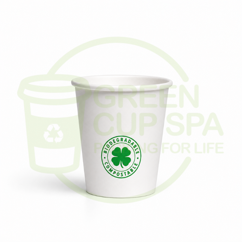 Vaso Compostable Blanco Trébol 6 Oz
