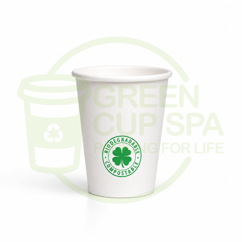Vaso Compostable Blanco Trébol 8 Oz