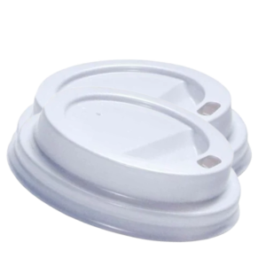 Tapa de poliestireno transparente para vasos de papel GreenCup, ideal para bebidas frías, resistente y reciclable