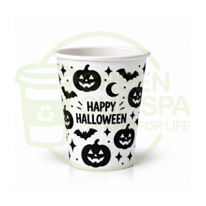 HALLOWEEN 8OZ Vaso Halloween Blanco y Negro 8 oz de polipapel capa simple