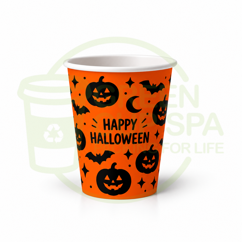 Vaso Halloween Naranja 8 oz de polipapel capa simple